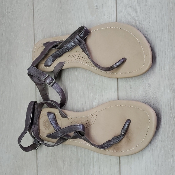 Ugg Women Ankle Leather T Strap Comfort Sandals shoes sz 6 - Picture 3 of 11